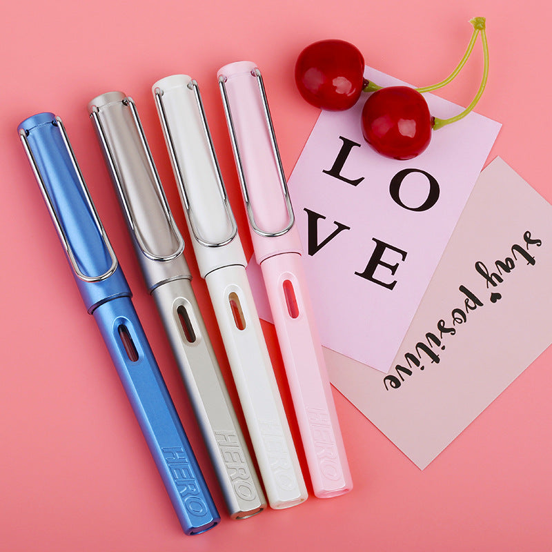 Hero 359 Fountain Pen 0.38mm EF Nib Calligraphy Correction Writing Posture Signing Ink Pens Gifts for Students Friends Families