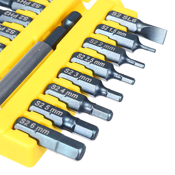 BROPPE 17pcs 1/4 Hex Shank Screwdriver Bits Set Hex Phillips Slotted Screwdriver Bits with Holder