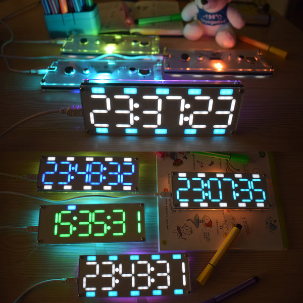 Geekcreit DIY 6 Digit LED Large Screen Two-Color Digital Tube Desktop Clock Kit Touch Control