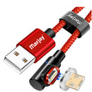 Marjay 3A Micro USB Type C LED Light Fast Charging Elbow Data Cable For Huawei P30 Pro Mate 30 Xiaomi 9 Pro Redmi 7A Redmi 6Pro OUKITEL Y4800