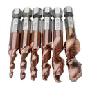 Drillpro 6pcs M3-M10 Combination Drill Tap Bit Set HSS 6542 AlTiN Coated Deburr Countersink Drill Bits