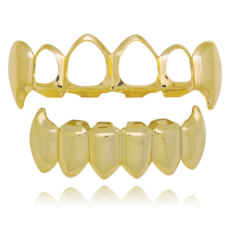 4 Colors Hiphop Grillz Hip Hop Gold Braces Teeth Jewelry Set