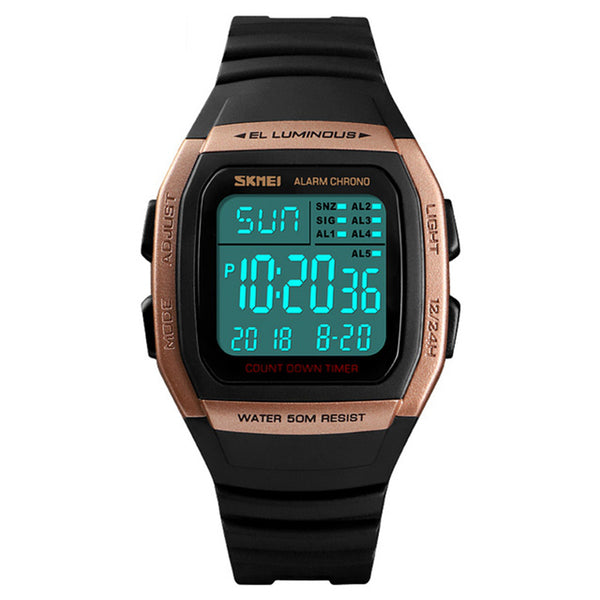 SKMEI 1278 Outdoor 50M Waterproof LED Watch Men Date Luminous Display Countdown Sport Digital Watch