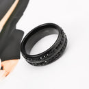 8mm Titanium Steel Men Ring Black Double Rhinestone Men Jewelry