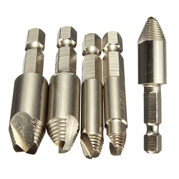 5PCS Screw Easy Speed Out Extractor Remover Hex shank Drill Set
