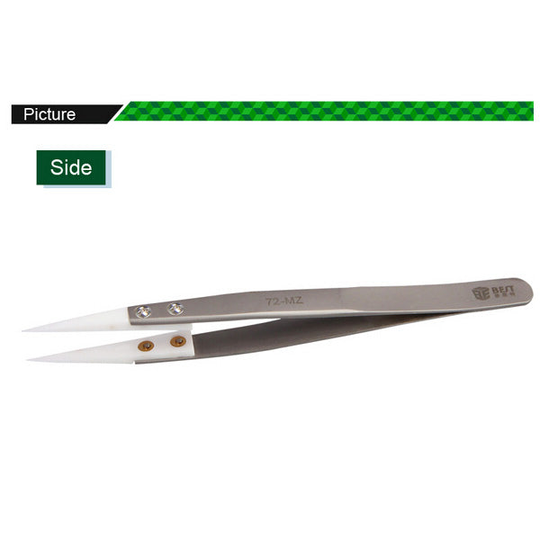 BEST BST-72-MZ Non-inductive Ceramic Stainless Steel Handle Tweezer