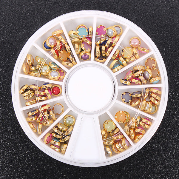 Colorful Pearl Nail Art Decoration Round Wheel