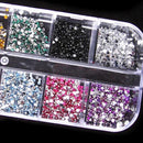 1200x 2mm Mixed Color Diamond Nail Art Tips Acrylic Manicure Nail Stickers + Box