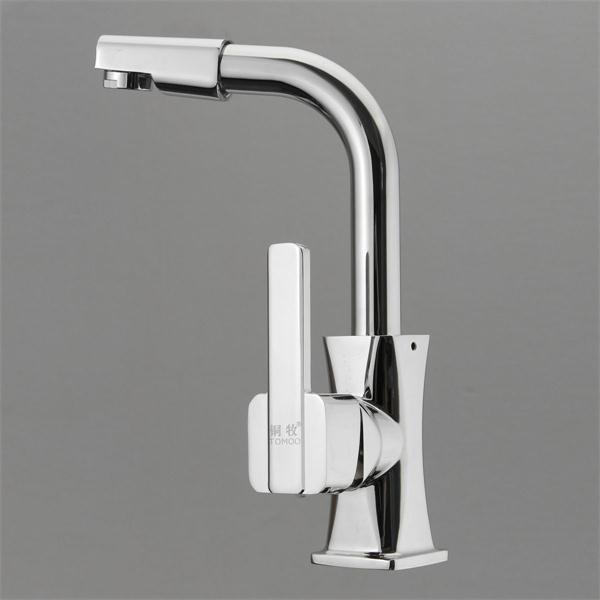 Flexible Chrome Brass Swivel Wash Water Spout Kitchen Sink Single Lever Faucet Mixer Tap