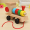 Wood Puzzle Train Toys Geometric Building Blocks Education Gift