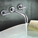 Chrome Brass Modern Wall Mounted 3 Hole Bath Faucet Tap