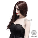 NAVIS Long Curly Brown Synthetic Hair Wig Matt High-Temperature Wavy Side Bang Wigs
