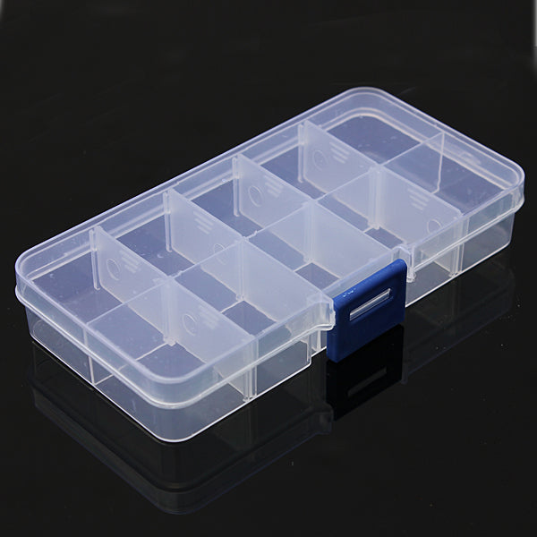 10 Compartment Plastic Clear Slots Adjustable Organizer Craft Box