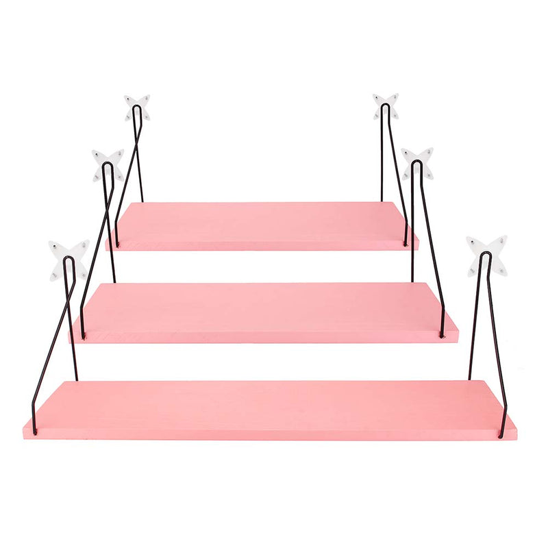 Pink Household Wooden Hanging Holder Wall Mount Rack Creative Home Hooks