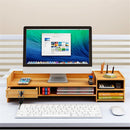 Multi-function Desktop Monitor Stand Computer Laptop Screen Riser Wood Shelf Desk Storage Holder with Lock
