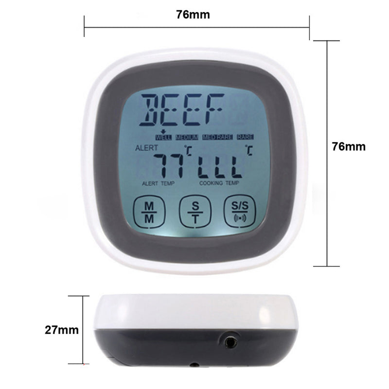 Touch Screen Thermometer Electronic Timer Barbecue Food Thermometer Kitchen Oven Probe Thermometer