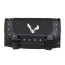Black PU Leather Motorcycle Tool Bag Luggage Saddlebags Saddle Bag Universal For Harley