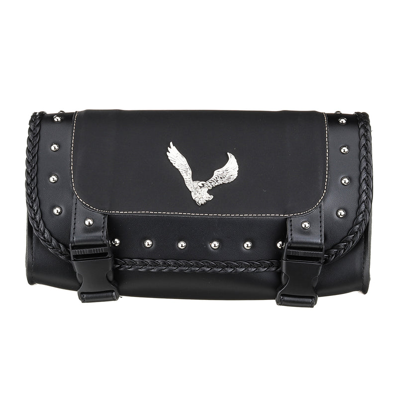 Black PU Leather Motorcycle Tool Bag Luggage Saddlebags Saddle Bag Universal For Harley