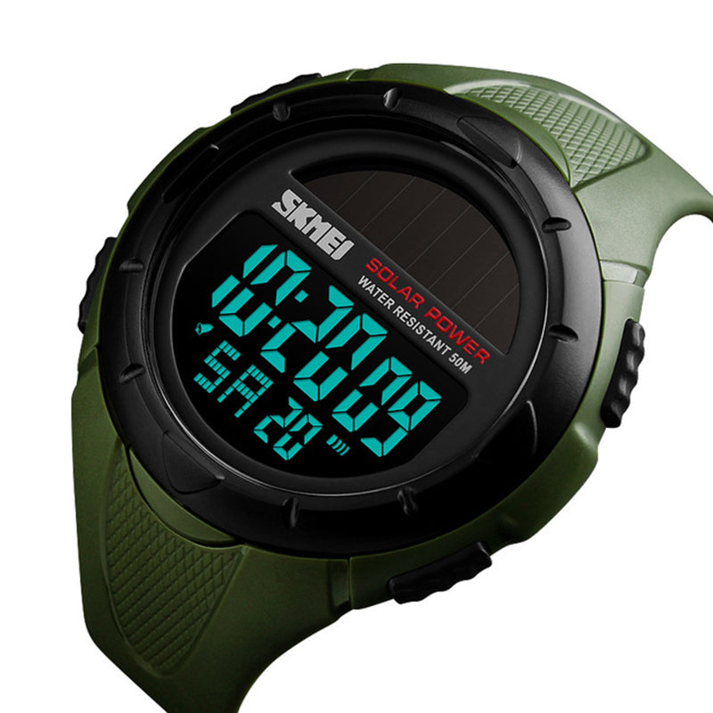 SKMEI 1405 Solar Power Digital Watch Stopwatch Luminous Display Alarm Calendar Outdoor Sport Watch