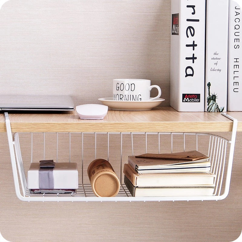 Multi-purpose Storage Basket Wardrobe Partition Metal Hanging Basket Refrigerator Rack Office Desktop Table Organizer Basket