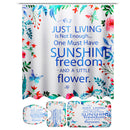 Sunshine Waterproof Bathroom Shower Curtain Toilet Cover Mat Non-Slip Rug Set
