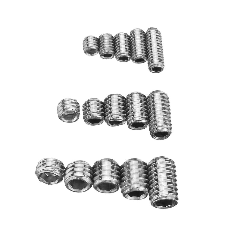 Suleve MXSH5 M3/M4/M5 300Pcs Allen Hex Socket Set Grub Screw Flat Point 3-10mm Assortment Kit