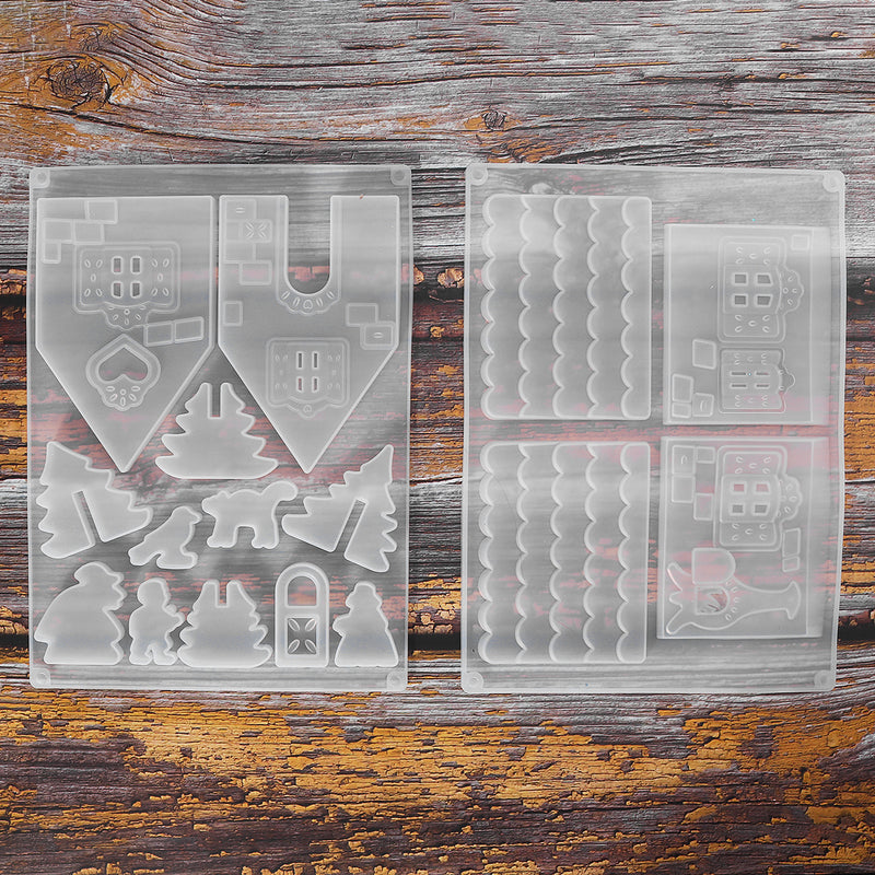 2Pcs Handmade Mould Christmas Tree House Silicone Mold DIY Clay Epoxy Resin Pendant