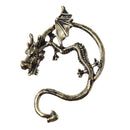 Unisex Statement Punk Dragon Ear Cuff Black Gold Ear Clip Stud Earrings