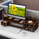 4 Colors 2 Tiers Multi-function Desktop Wooden Computer Monitor Riser Stand Laptop Screen Riser Wood Shelf Keyboard Desk Storage Rack
