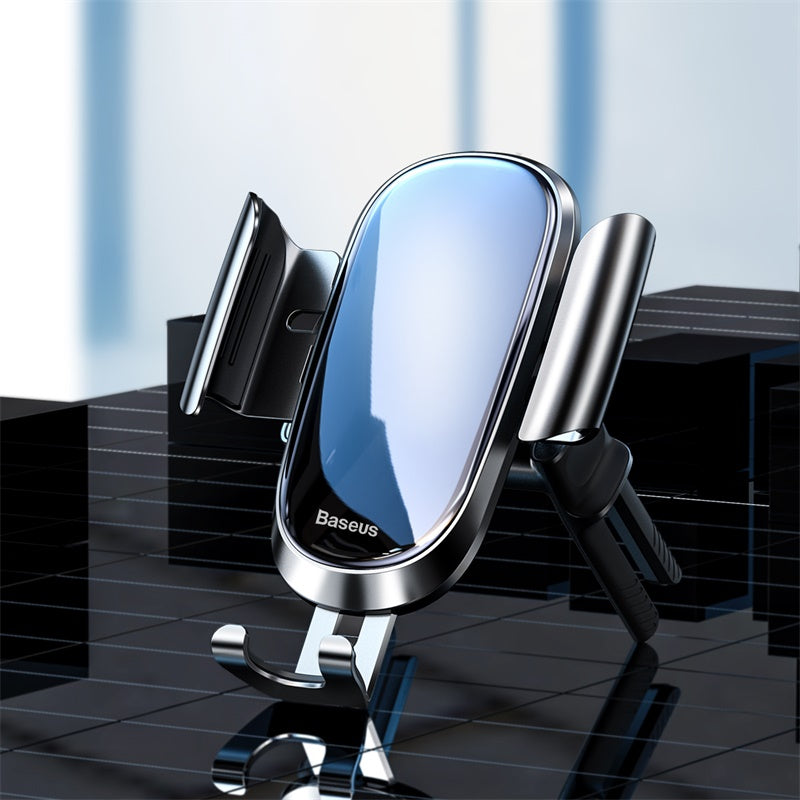 Baseus Metal Glass Gravity Linkage Automatic Lock Round Air Vent Car Phone Holder For 4.8-6.5 Inch Smart Phone