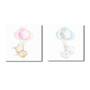 Miico Hand Painted Combination Decorative Paintings Blue And  Pink Balloon Bear Wall Art For Home Decoration