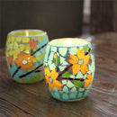 Handicraft Mosaic Glass Pastorale Flowers Candle Stick Candle Holder Candelabra Home Decor Gift