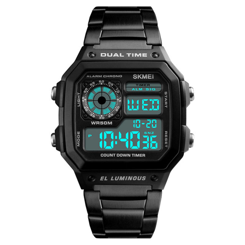 SKMEI 1335 Digital Watch Men Chronograph Alarm Watch Fashion Style Stainless Steel Sport Watch