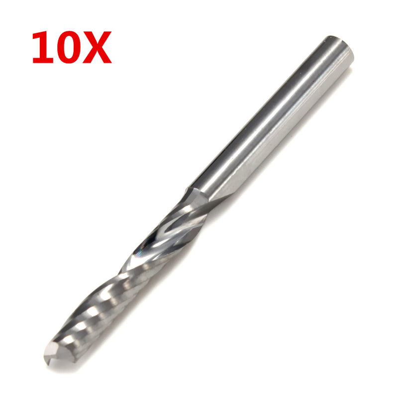 10pcs 3.175x17mm Single Flute End Mill Cutter 1/8 Inch Shank Tungsten Steel CNC Router Bit