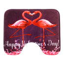 180x180cm Flamingo Valentine's Day Bathroom Shower Curtains Toliet Mat Rug + Hook