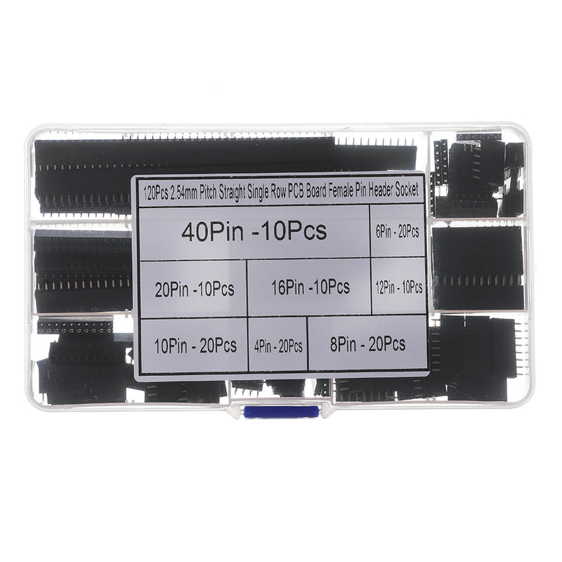 120pcs 4Pin-40Pin 2.54mm Pitch Straight Single Row PCB Board Female Pin Header Socket