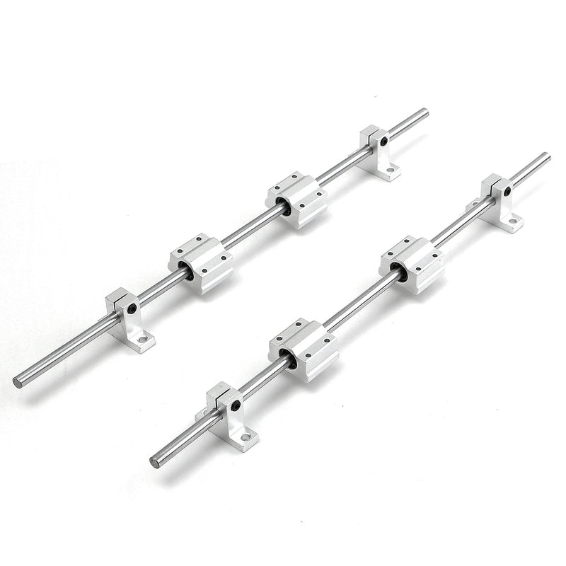 2Pcs 8mm 400mm Shaft Rod Rails + 4Pcs Bearing Blocks + 4Pcs Fixed Bearings For 3D Printer CNC