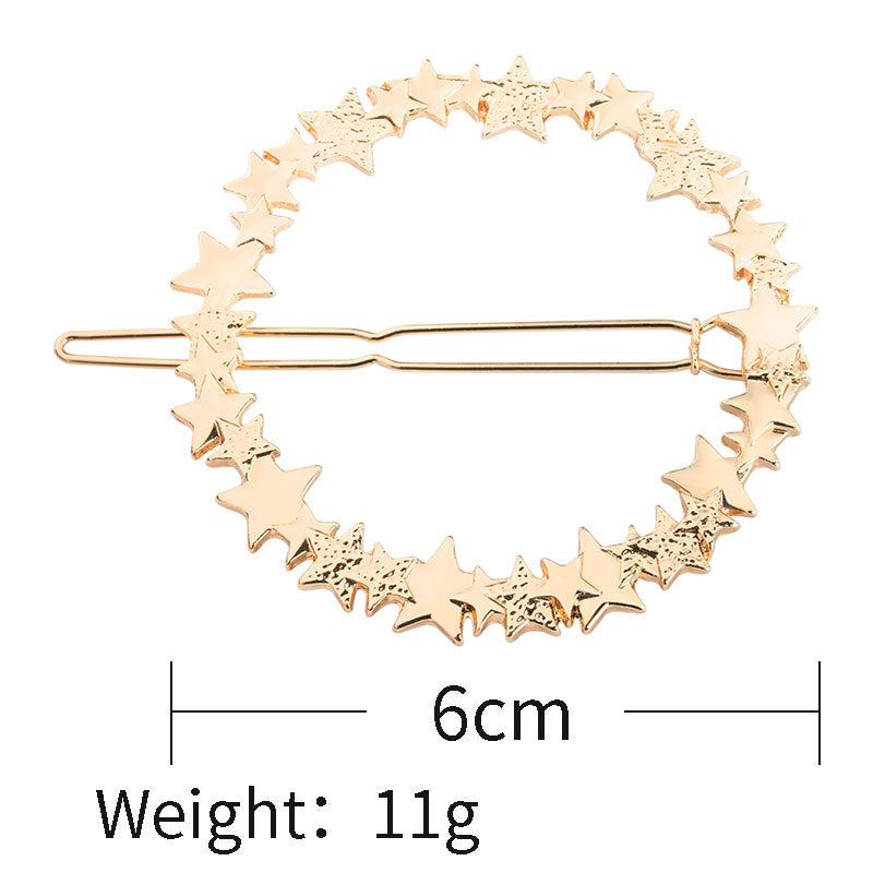Trendy Hair Clip Hollow Round Five Point Stars Hair Accessories Headwear For Women