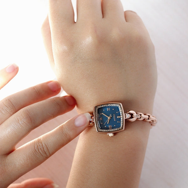 JULIUS 871 Luxury Rhinestone Simple Square Dial Fashion Ladies Quartz Watch