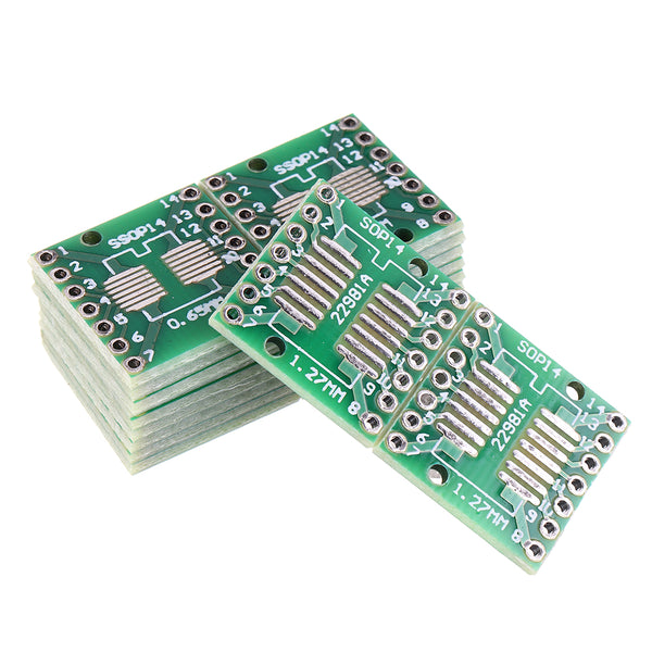 200pcs SOP14 SSOP14 TSSOP14 To DIP14 Pinboard SMD To DIP Adapter 0.65mm/1.27mm To 2.54mm DIP Pin Pitch PCB Board