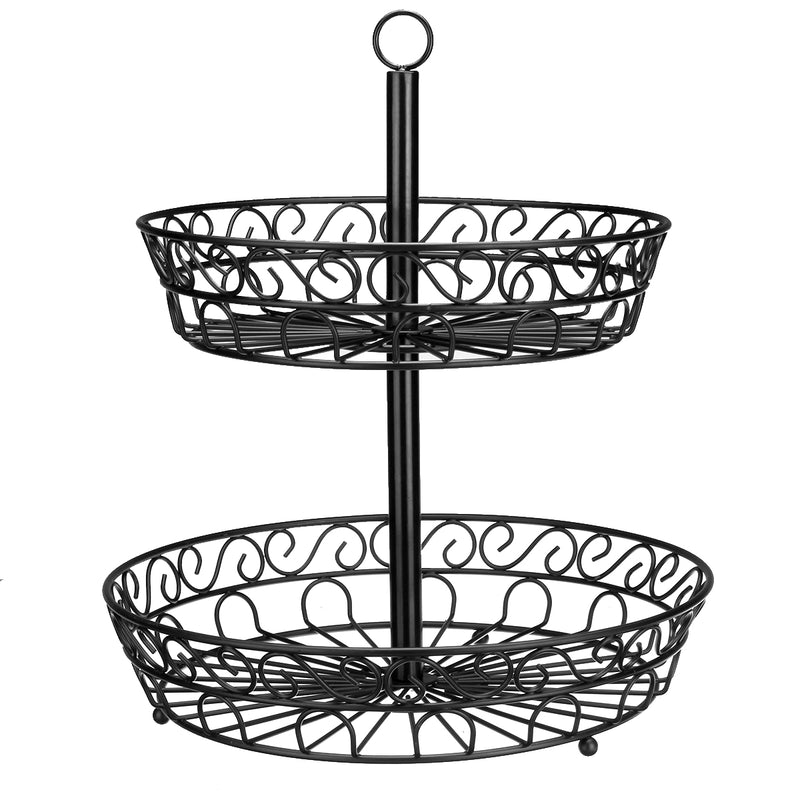 30cm Kitchen Restaurant Fruit Vegetable Basket 2 Tier Iron Rack Storage Organizer Stand Holder