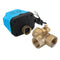 TMOK 1/2" 3/4" 1" Blue Shell 3 Way Motorized Electric Brass T Ball Valve 3 Wire AC 220V Full Port