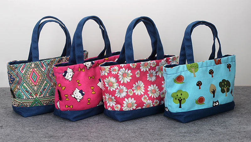 New Portable Canvas Lunch Bag Thermal Insulated Snack Lunch Box Carry Tote Storage Bag Travel Picnic