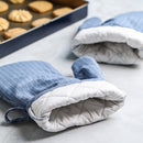 2PCS Waterproof Mitten Kitchen Cooking Microwave Oven Mitt Insulated Non-slip Glove Thickening Striped Cotton Glove