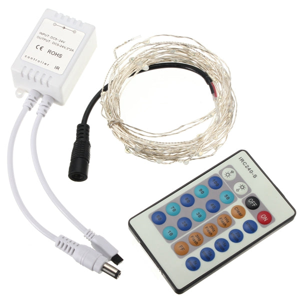 12V 5M 50LED Silver Wire Christmas String Fairy Light Remote Controller without Adapter