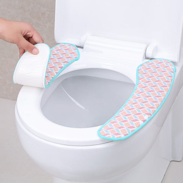1 Pair Soft Pull Plush Bathroom Toilet Seat Cover Washable Closestool Mat