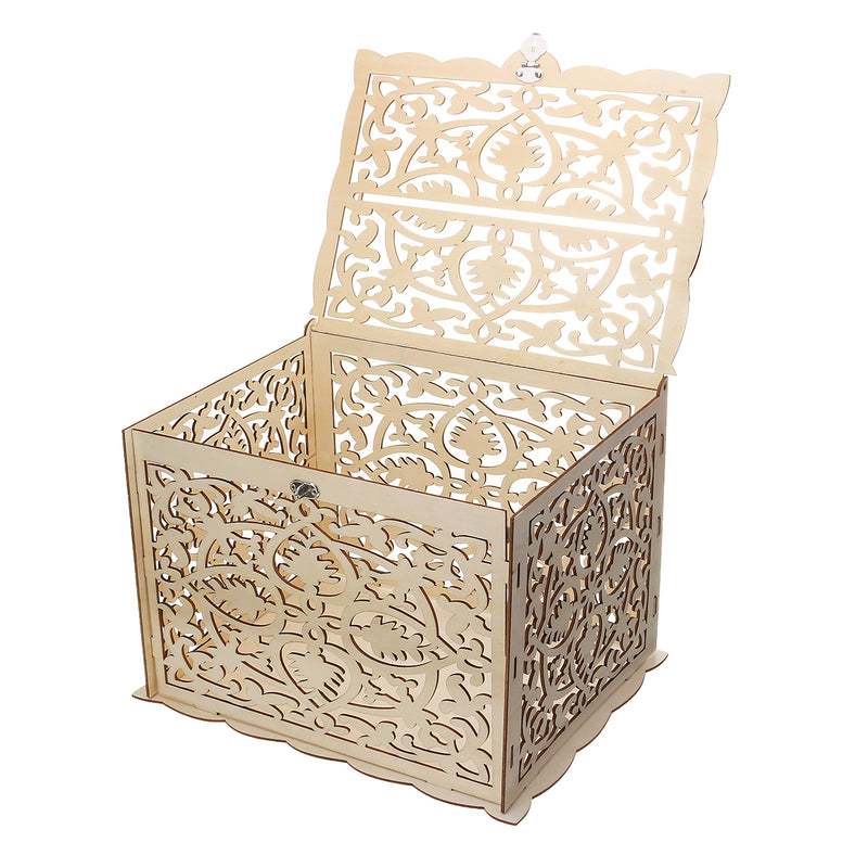Wooden Wedding Card Post Box with Lock Collection Gift Card Boxes Weddings Decor Supplies