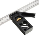 Drillpro Adjustable 300mm Aluminum Alloy Square 45 Degree Angle Scriber Steel Ruler Woodworking Line Locator Ruler DIY Carpenter Measuring Tool