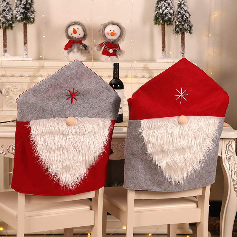 Happy New Year Merry Christmas Santa Claus Cap Table Chair Covers Red Hat Back Chair Covers Christmas Decorations for Home