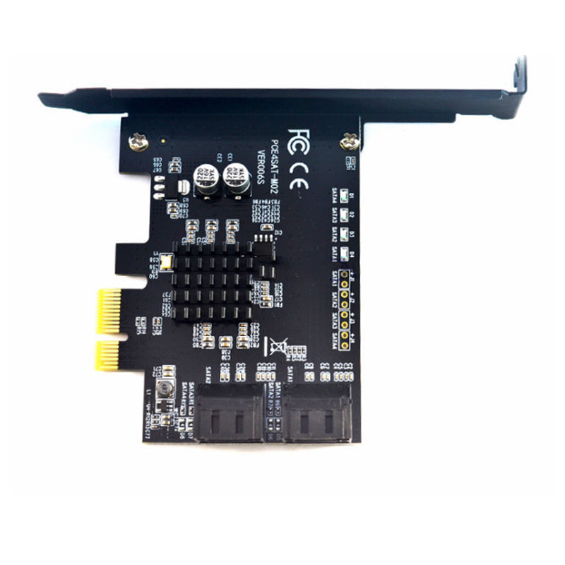 ITHOO PCE4SAT-M02 SATA3.0 to PCI-E Expansion Card with 4 Ports 6Gbps IPFS Hard Disk Adapter for Desktop Computer